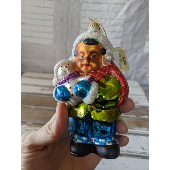 Vintage Marshall Field Eskimo Boy Snowman glass Ch - Picture 5 of 7